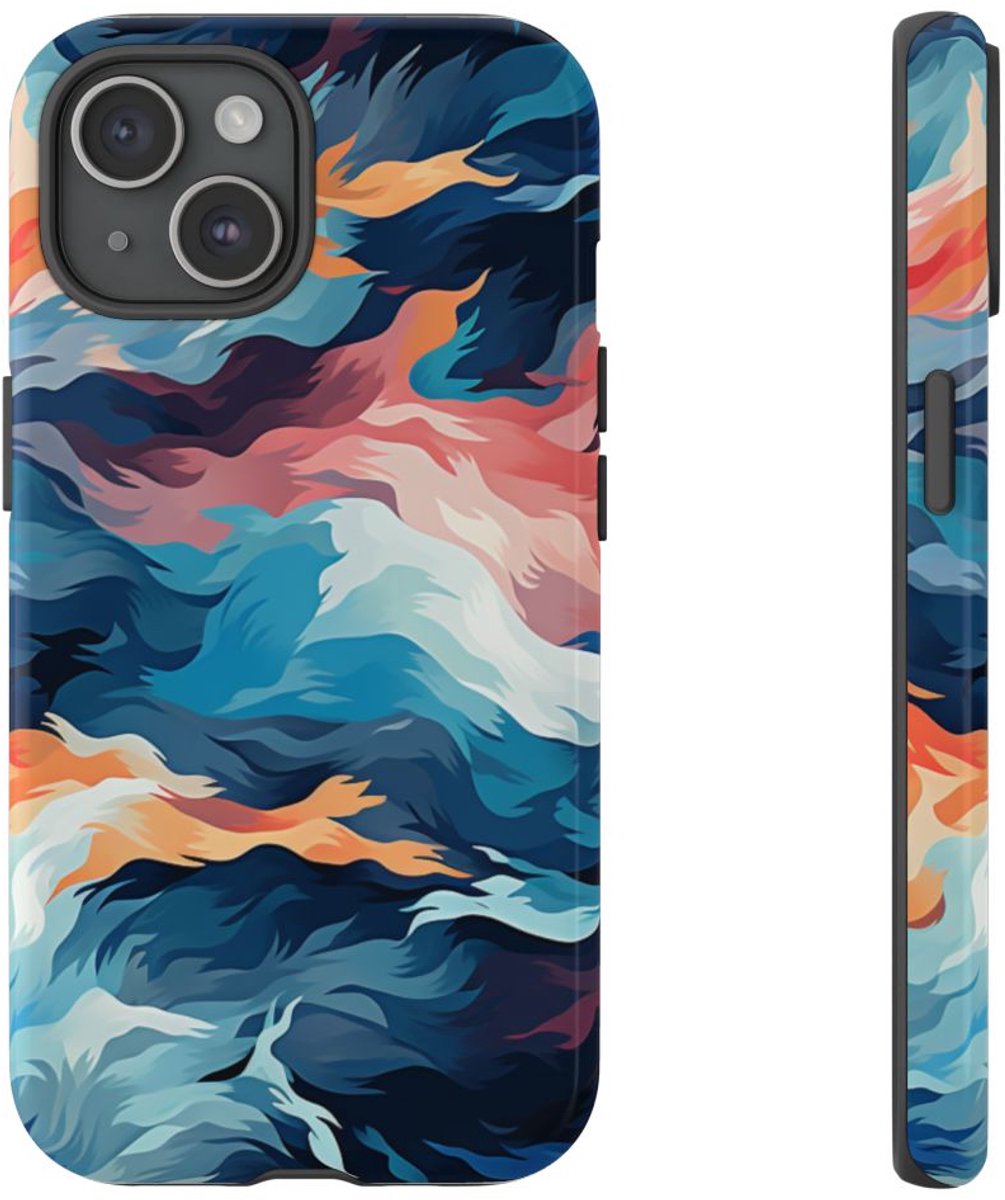 Abstracte Veelkleurige Vloeibare Golven – Telefoonhoesje Geschikt voor iPhone 15