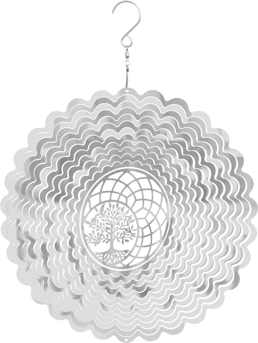 Windvanger HQ Metal Hanging Wind Spinner 3D Tree Of Life 110262 Metaal 25 x 33 cm