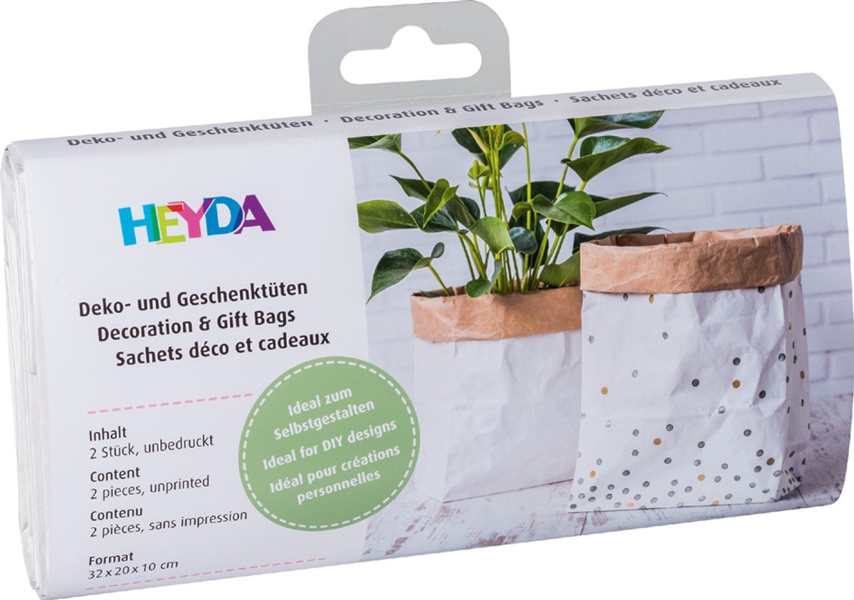 HEYDA Cadeauzakjes kraft papier wit/naturel groot - 2 stuks