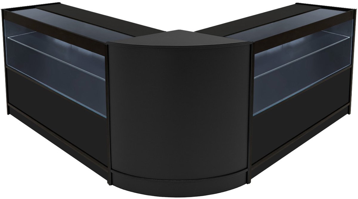 Selene led winkel toonbank set - zwart - 2xc1200+cm60 - gehard glas