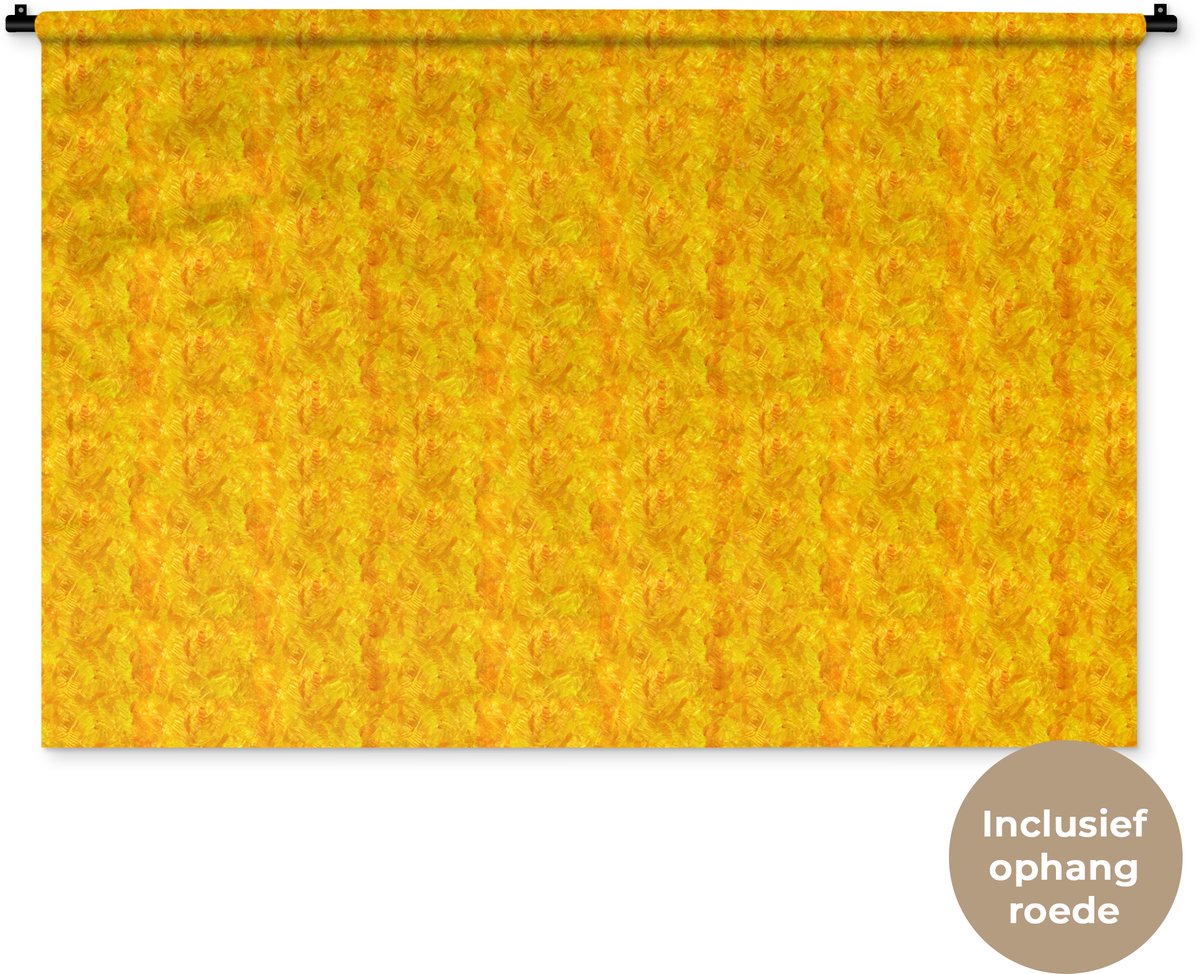 Wandkleed 150x100 cm - Wanddoek Vloeiend - Olie - Verf - Geel - Wandtapijt - Wandkleden