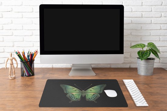 Bureau onderlegger 60x40 cm - Muismat Vlinder - Groen - Diepte - Bureaulegger xl - Desk mat beschermer - Computer muismatten