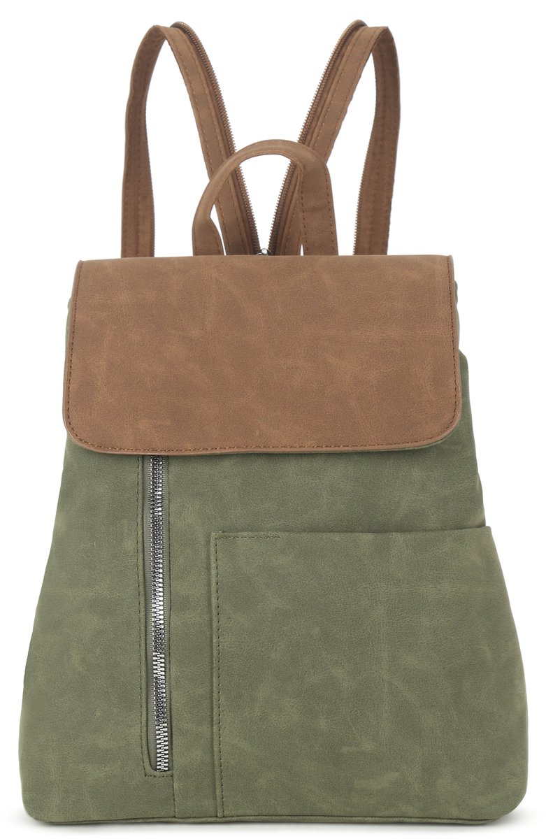 Stijlvolle dames rugtas imitatieleer groen – trendy rugzak voor elke dag