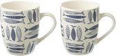 J-Line tasse Poisson - céramique - bleu foncé - boîte de 2
