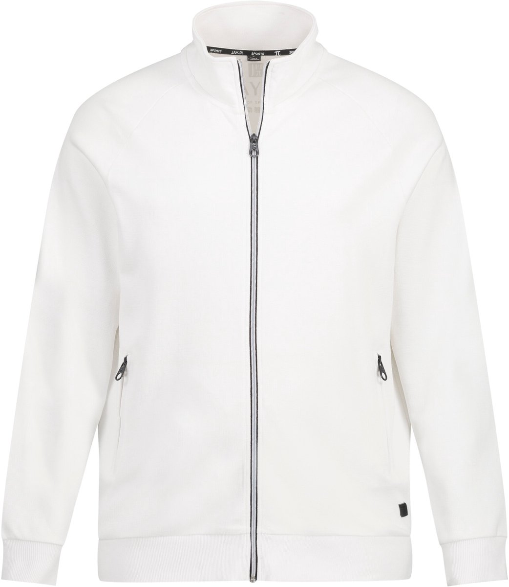 JAY-PI - Heren - Sweatjas tennis opstaande kraag zipper lange raglanmouwen - Sneeuwwit - Maat XXL