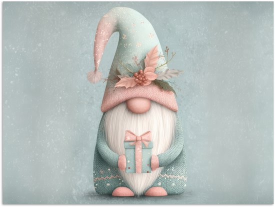 Poster 120x90 cm - Kerstgnome - Cadeau - Groen - Posters - Kamer decoratie - Wanddecoratie woonkamer - Muurdecoratie slaapkamer - Kerstversiering - Kerstdecoratie voor binnen - Kerstmis