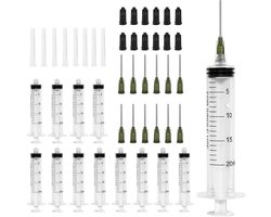 12 Pcs 20 ml Needle Syringes - Blunt Needle - Needle Caps - Plastic Syringe - Reusable Dispensing Syringe voor Meten van Vloeistoffen - Dierenspeciaalzaak