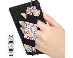 Soft Hand Strap voor 6-8" Kindle eReaders - Fire Tablet - Kobo - Voyager - Lenovo - Sony - E-Book Tablet - Zwart - Hoog Elastisch - Veelzijdige Handgreep - Lichtgewicht - Vinger Grip Houder - Bloemen