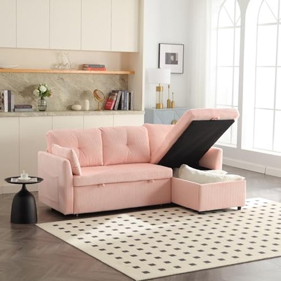 L-vormige bankbank, 3-zitsbank, woonkamer kleine converteerbare bank, moderne linnen stof L-vormige bankbank met chaise longue voor klein appartement (grijs)[1 week levering], little surprise
