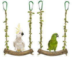 2-Stuks Papegaaienschommelspeelgoed - Houten papegaaienschommel - Vogelspeelgoed - Papegaaientrainingsstandaard - Vogelkooi-accessoire - Geschikt voor vogelkooizitstokken, papegaaien, kanaries, valkparkieten, vogelkooi-accessoires, speelgoed - Groen