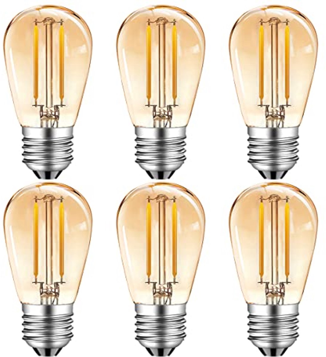 LED Edison Gloeilamp 2W E27 - Warm Wit - Vervangt 15W Halogeen - 150LM - Set van 6