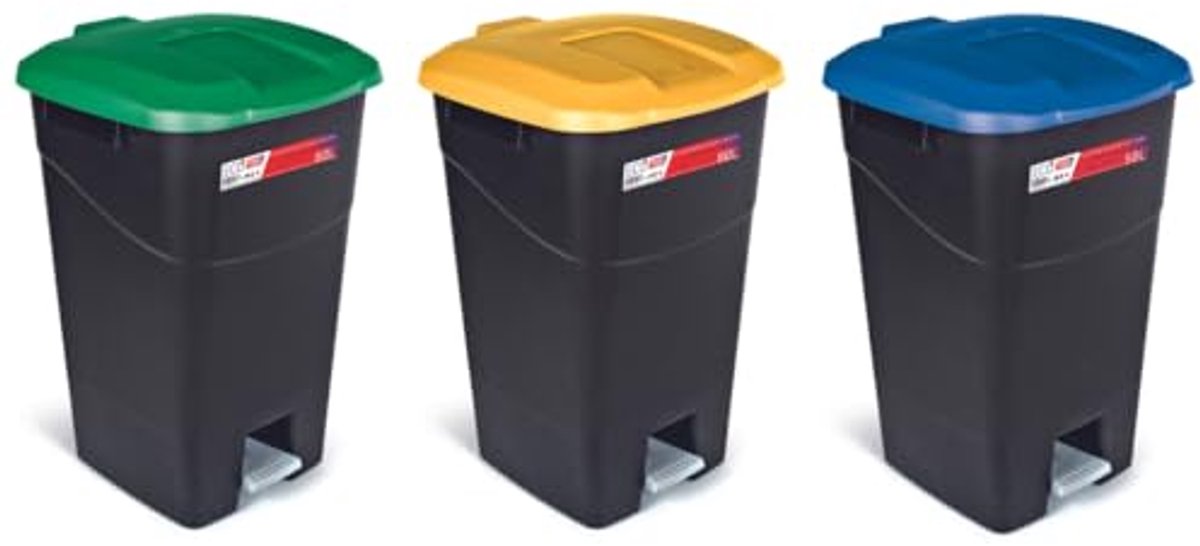 Set van 3 Keukenafvalemmers met Pedaal - 60 liter Vuilnisbakken voor Efficiënt Afvalbeheer in de Keuken