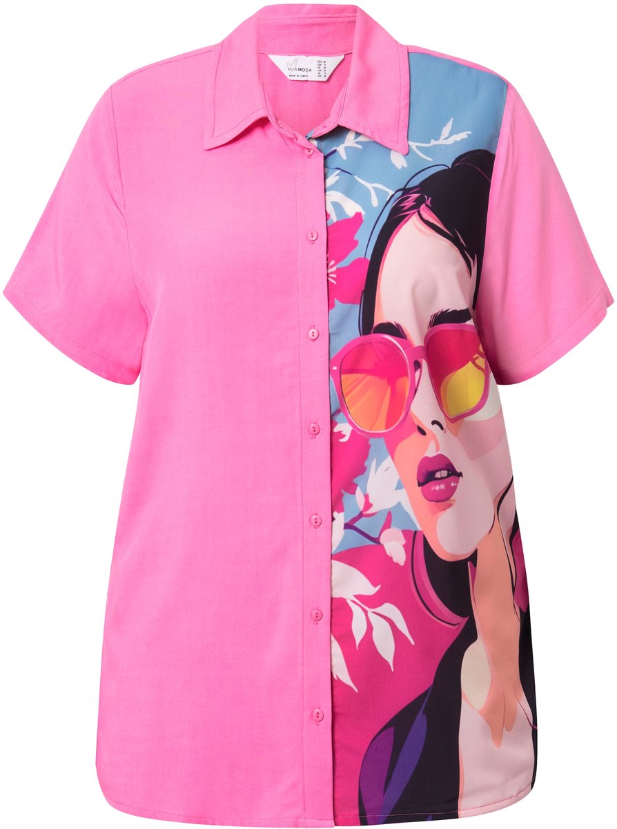 MIAMODA - Dames - Blouse A-lijn - Flamingo - Maat 52