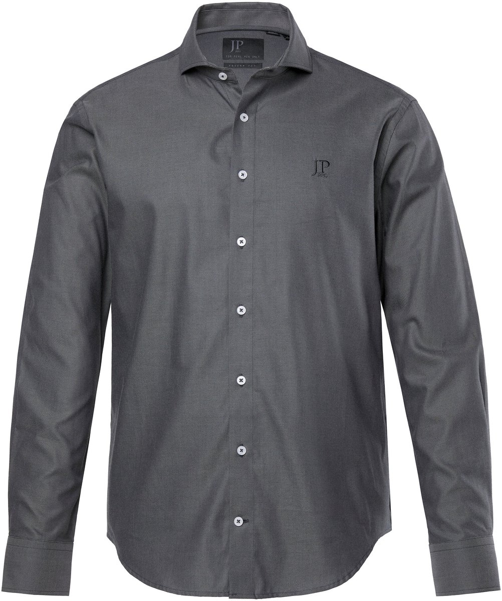 JP 1880 - Heren - Zakelijk overhamd lange mouwen haaienkraag Modern-Fit - Zwart - Maat 7XL