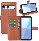 Étui pour Sony Xperia 10 VII - Étui portefeuille en similicuir MobyDefend (fermeture avant) - Marron - Étui pour téléphone portable - Compatible avec : Sony Xperia 10 VII