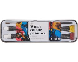 Avec - water colour paint set - waterverf aquarel verf set - 6 tubes van 6ml - 1 verfkwast maat 6 - basisset