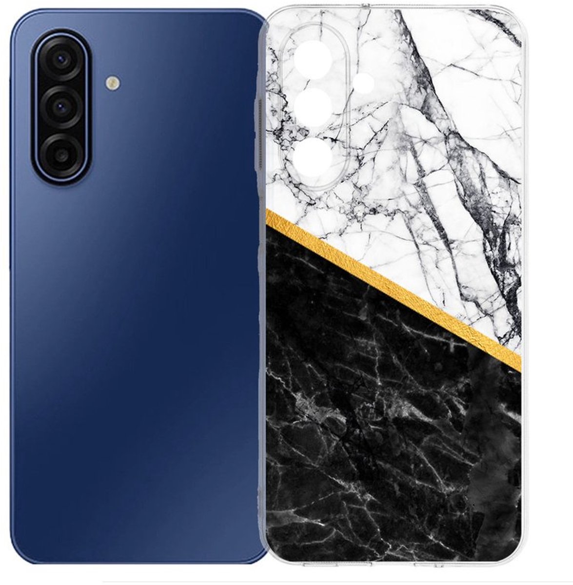 TPU Hoesje Samsung Galaxy A17 - Marble White Black Backcover