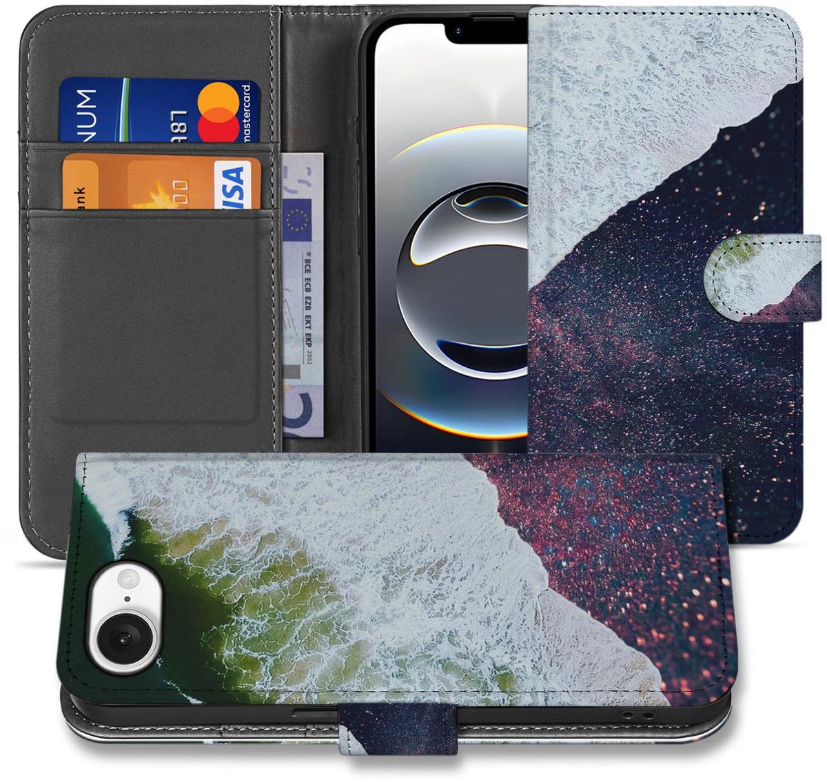 iPhone 16e/17e Book Case Sea in Space