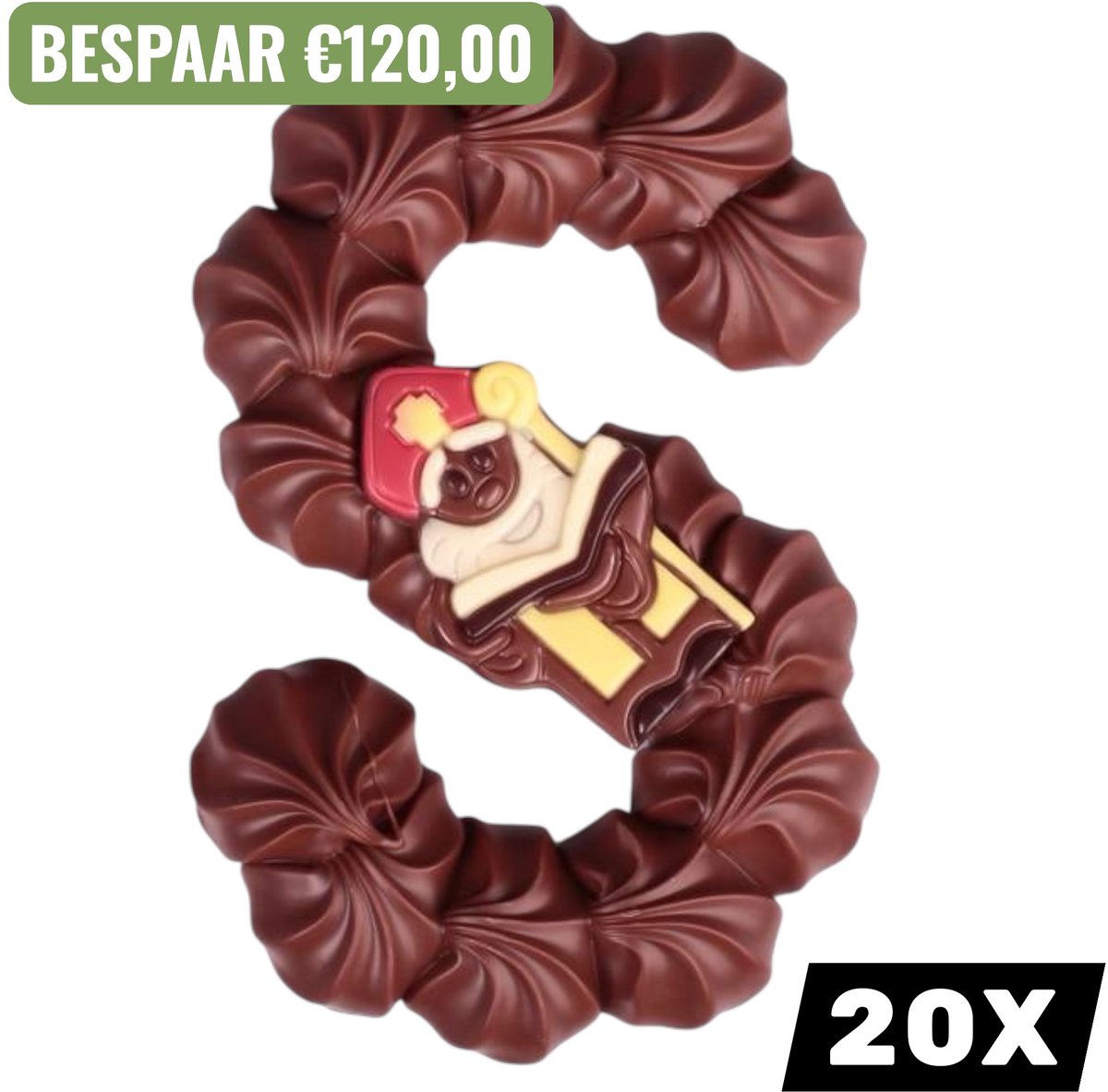 20x Chocoladeletter S - Melk Chocolade Letters Sinterklaas - Luxe & Ambachtelijk - Sinterklaascadeau - Belgische chocolade - 20x 220 Gram
