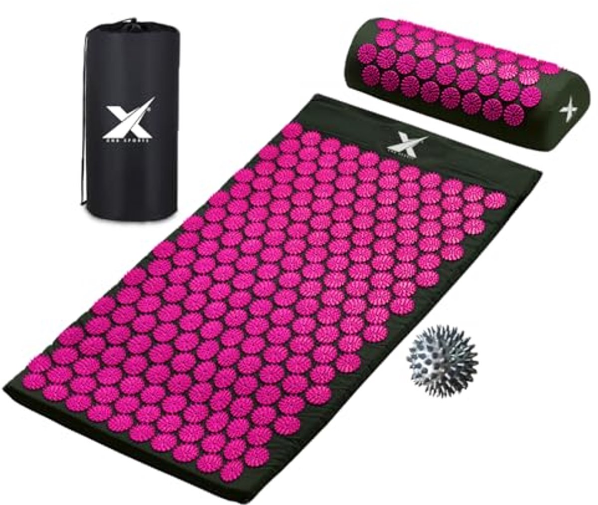 Acupressuur Mat Kussenset met Spiky Massage Ballen en Draagtas voor Rug- en Halspijn Relief