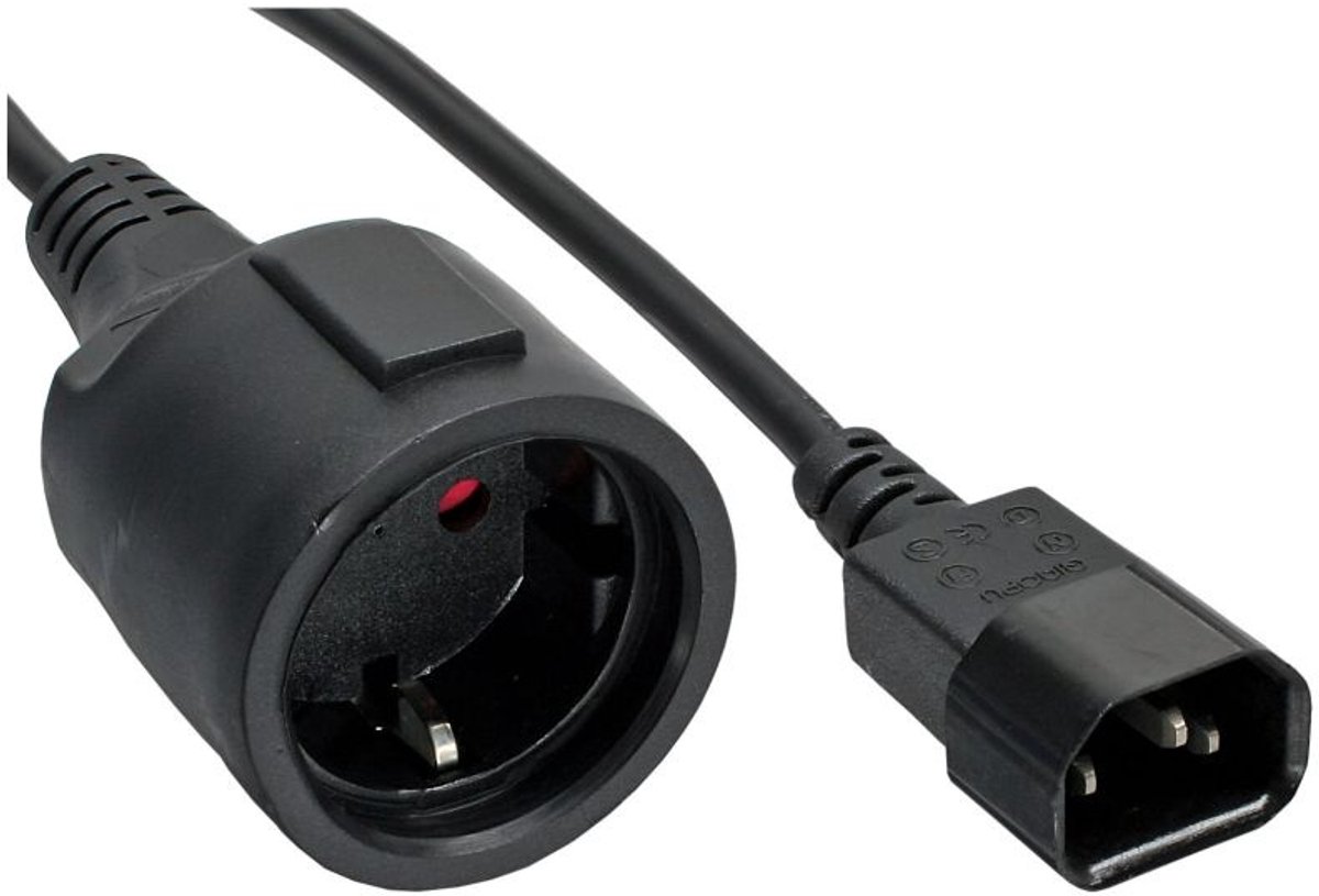 C14 - CEE 7/3 stroomkabel voor UPS/PDU - 3x 0,75mm / zwart - 0,30 meter