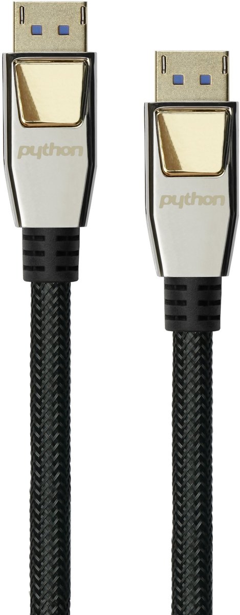 Python DisplayPort kabel | DP2.1a (10K 60Hz) | UHBR13.5 (54Gbit/s) | zwart | 2 meter