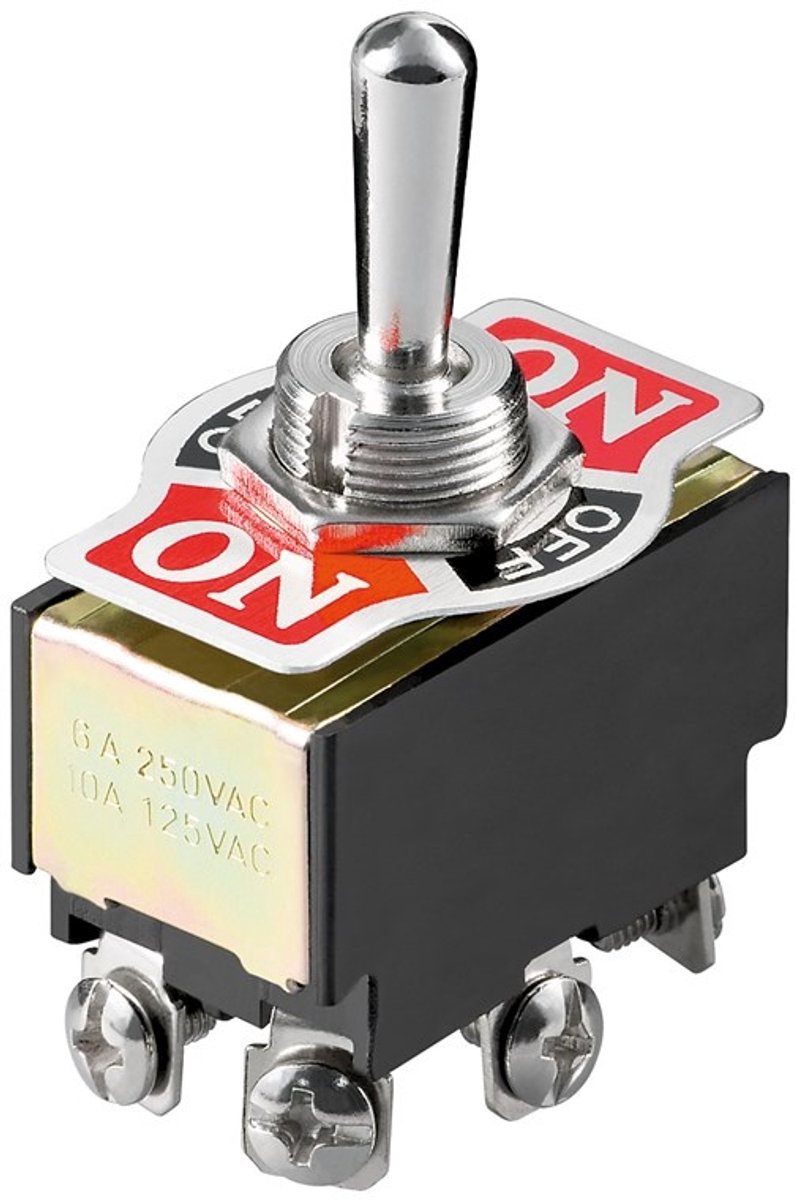 Goobay Toggle Switch Miniature, 2x ON - OFF - ON, 6 Pins with Screw Terminals