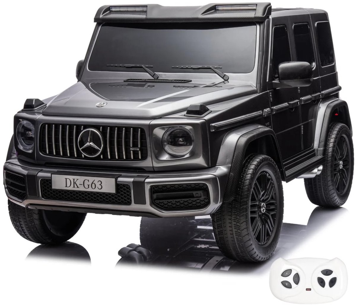 Mercedes-Benz AMG G63 12V Elektrische Kinderauto 2-Zitter 2 tot 7 jaar – Officieel Gelicentieerde G-Klasse met 4 Motoren & Afstandsbediening – Tweepersoons Night Edition met Lederen Stoelen & EVA-Wielen – Grijs