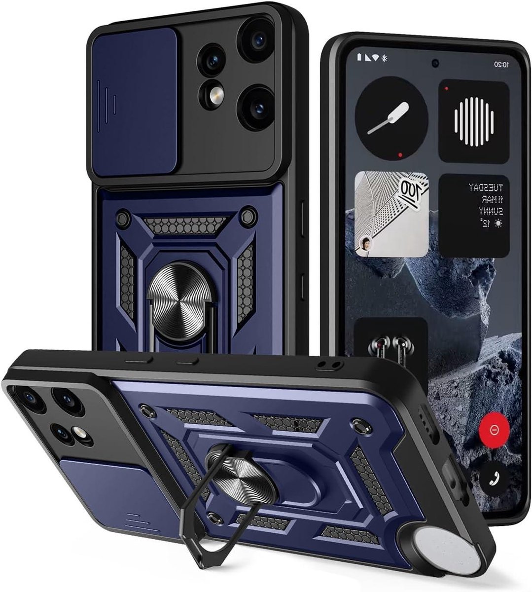 Allecto plus - Schokbestendige smartphonehoes met 360° rotatie kickstand - Blauw