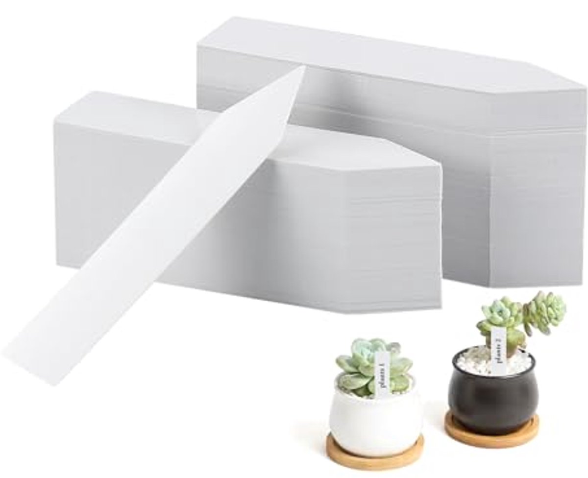 Verpakking van 210 Plantensignalen Wit voor Schrijven op Plastic Plantensignalen Buiten Weerbestendige Plantplug Tuinsignalen 10 x 2 cm Tuinplantlabels Markerpennen