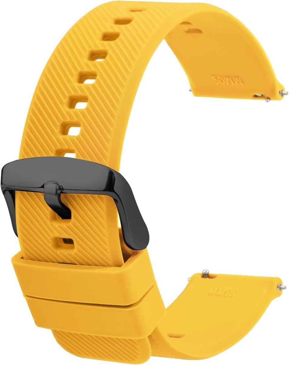 Orivio - Zwarte siliconen horlogeband 20mm met snelsluiting, waterdicht, militair design.