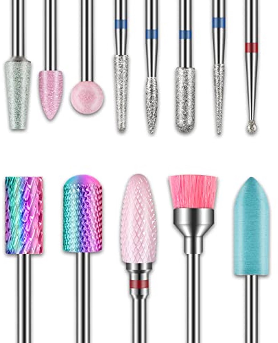 Nagelborenset - 13 Stuks Professionele Nagelborringen voor Manicure en Pedicure