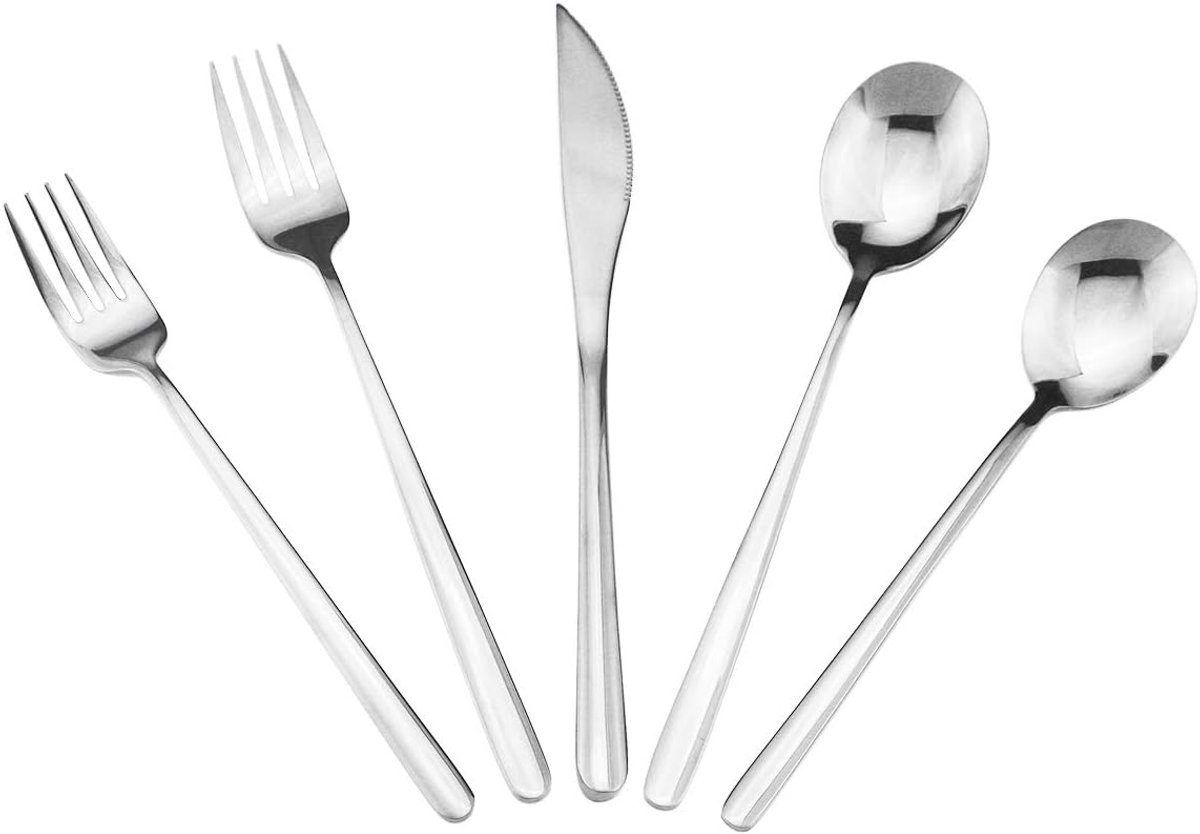 Cuhostki 5 Stukken Roestvrij Staal Elegant Bestekset Zilver Duurzaam Eetgerei