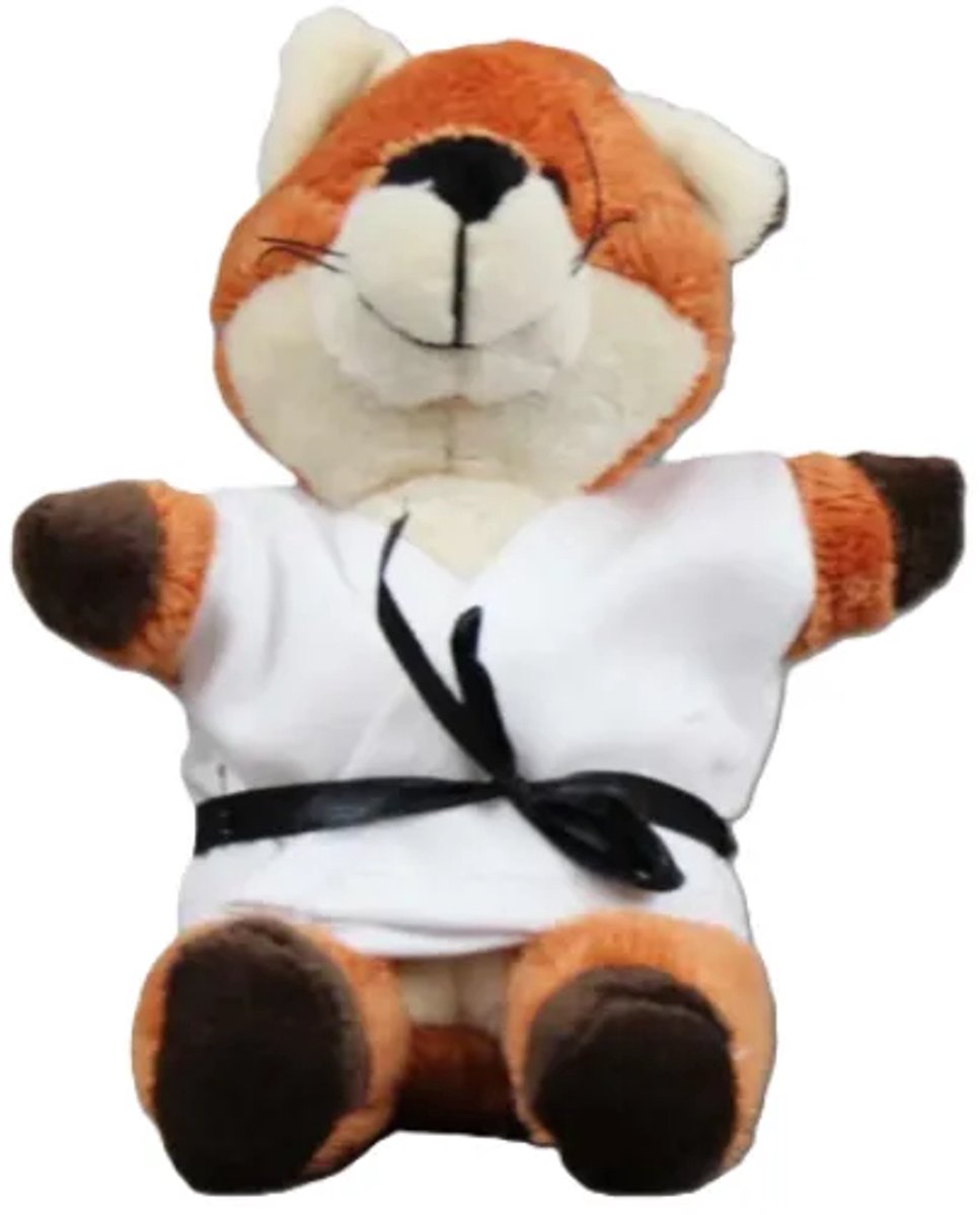 Knuffel Vos in Gi met Zwarte Band
