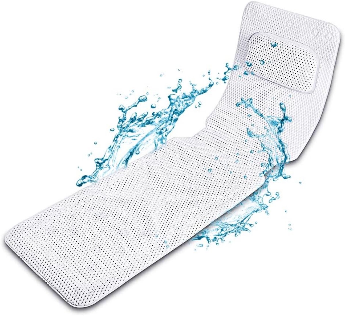 EXCITAT Antislip badmat - Badmat voor het hele lichaam met kussen - Met ademend zitkussen - Voor ondersteuning van hoofd, schouders en rug - Wit