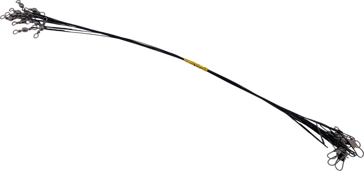 S&D | Stalen onderlijn vissen - 10 stuks - Zwart - 14kg 25cm - Hengelsport - Voor roofvissen met kunstaas