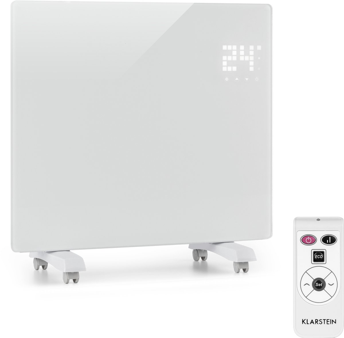 Klarstein elektrische kachel, convectiekachel met wielen, draagbare elektrische kachel, energiebesparend, slanke, stille elektrische kachel, vrijstaande elektrische radiator met thermostaat, 1000 W – foto 7