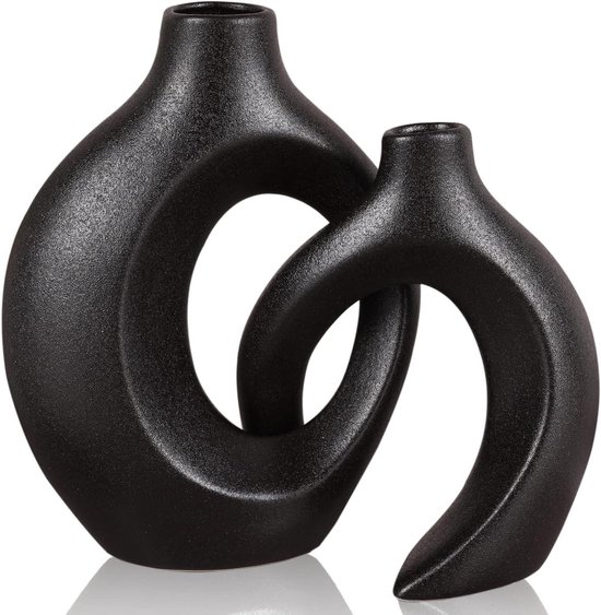 Orivio - Set van 2 witte keramische vazen: moderne boho en Scandinavische minimalistische decoratie voor eettafel, tafelopzetstuk, woonkamer, bruiloft, thuis, eetkamer, kantoor.