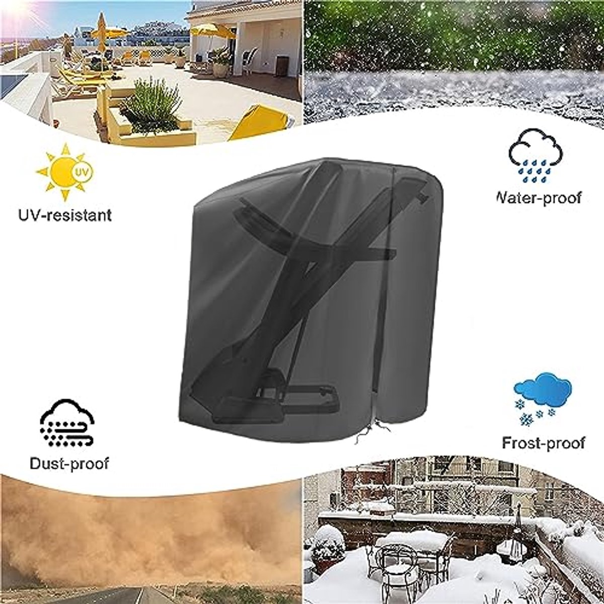 Opvouwbare Loopbandhoes met Rits en Trekkoord - UV-bestendig, Waterdicht en Winddicht - Geschikt voor Binnen en Buiten - 95 x 75 x 160 cm