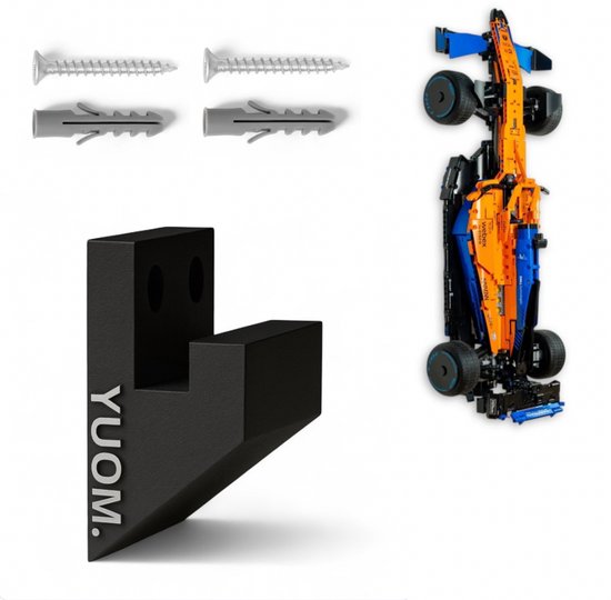 YUOM. Wall Mount voor LEGO Technic Mclaren F1 - incl. schroeven & pluggen - Muurbeugel LEGO Technic Car Wall Mount - Mclaren F1 - Lego houder auto modellen - Lego Formule 1 - Zwart