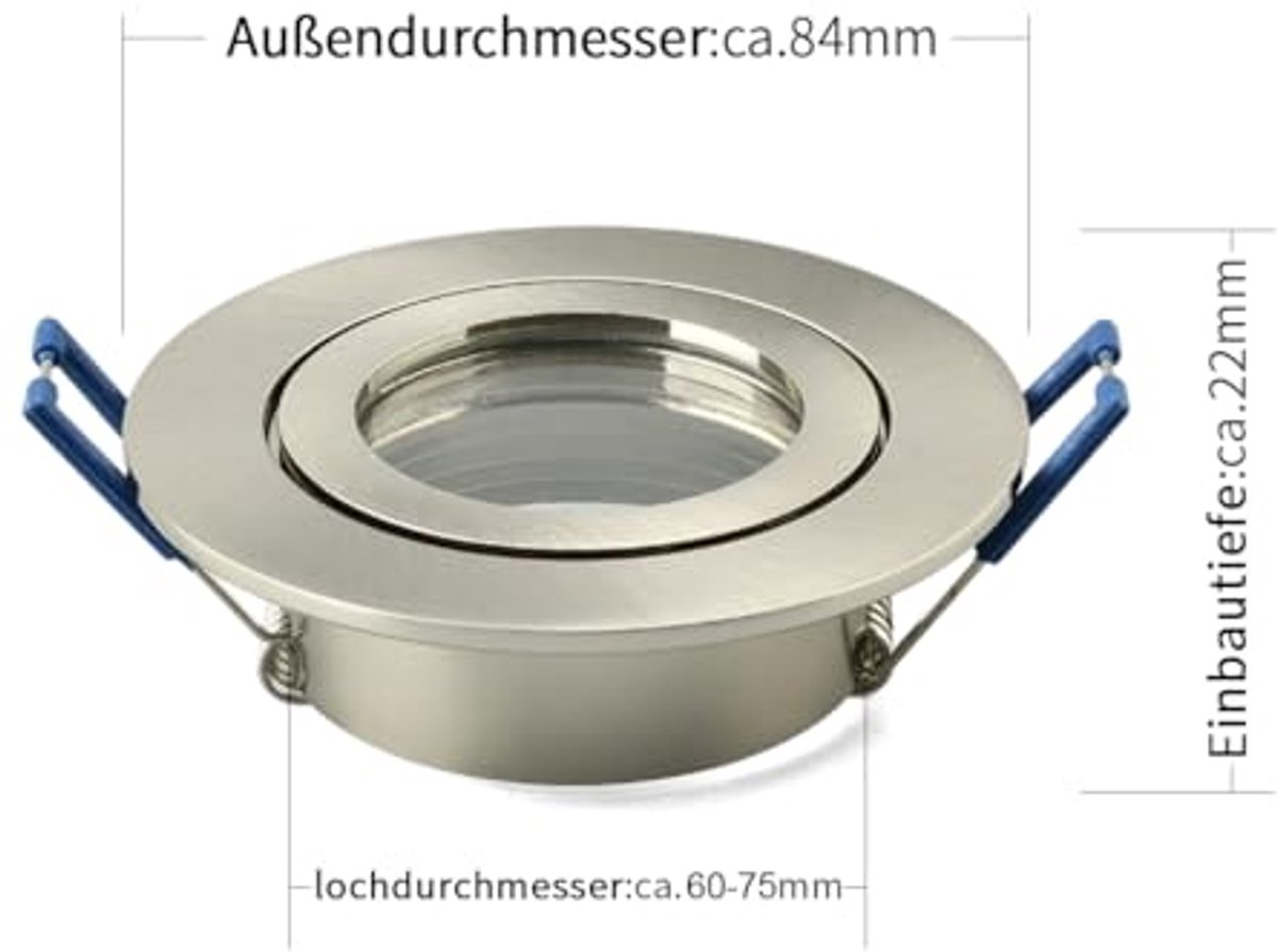 Set van 6 Waterdichte Plafondinbouwframes GU10 met Glazen Spiegel voor LED