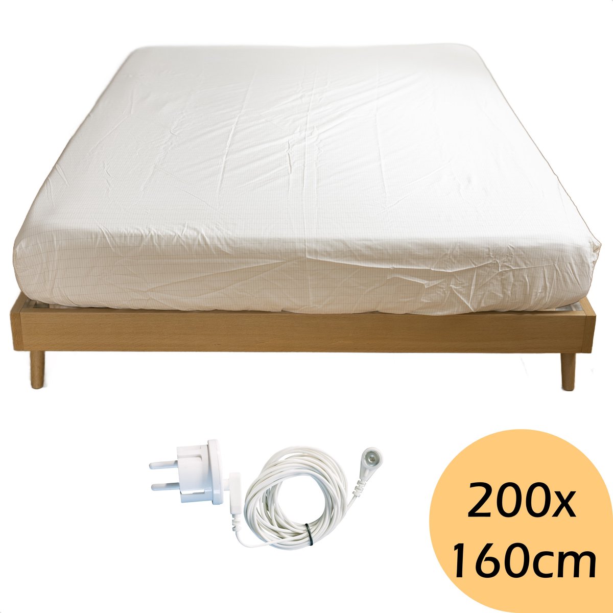 Earthle Earthing Hoeslaken - Aardingshoeslaken - Aardinghoeslaken - Aarden - Aarding - Grounding - Bio Katoen (200x160x30cm)