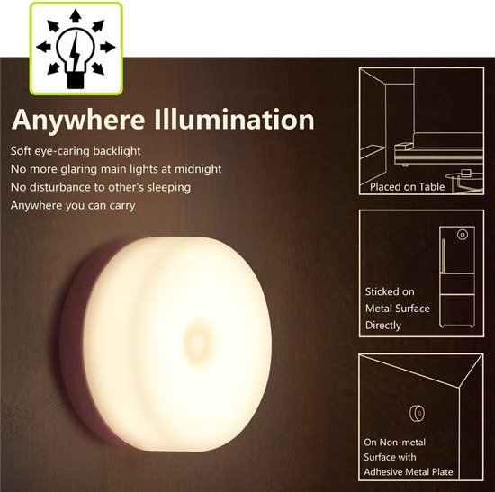Nachtlampje - Nachtlampje volwassenen - Tafellamp slaapkamer - Oplaadbaar lampje - Touch lamp - Oplaadbare mini-aanraaklamp - Draadloze led-nachtlampjes - Draagbare bedlamp voor borstvoeding - Dimbare kinderkamerlamp - Voor Baby-Kinderen - Wit licht van Merkloos — afbeelding 3