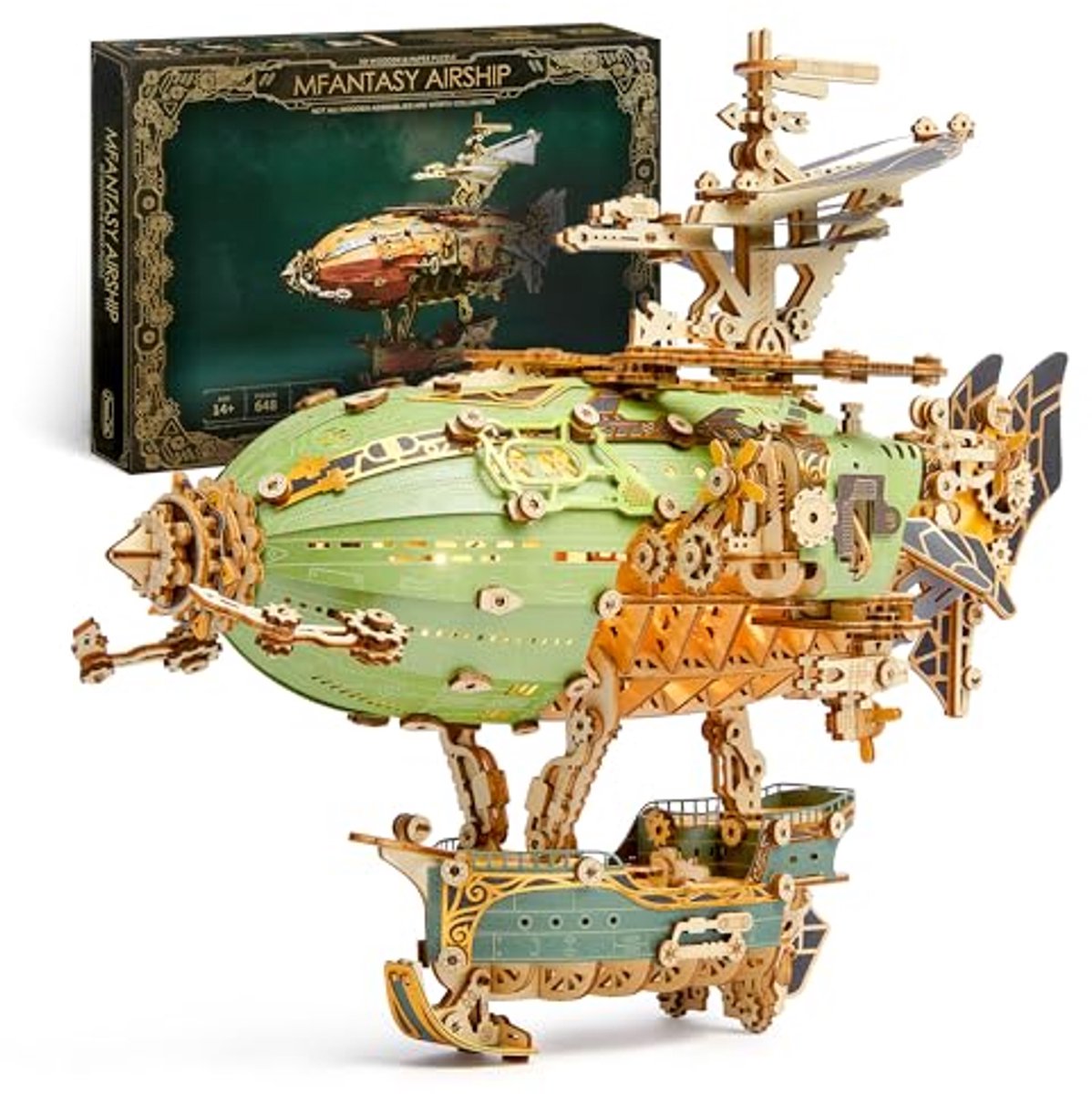 LED 3D Houten Puzzel Fantasy Luchtschip Model - Steampunk DIY Knutselkit met LED Verlichting voor Tieners en Volwassenen