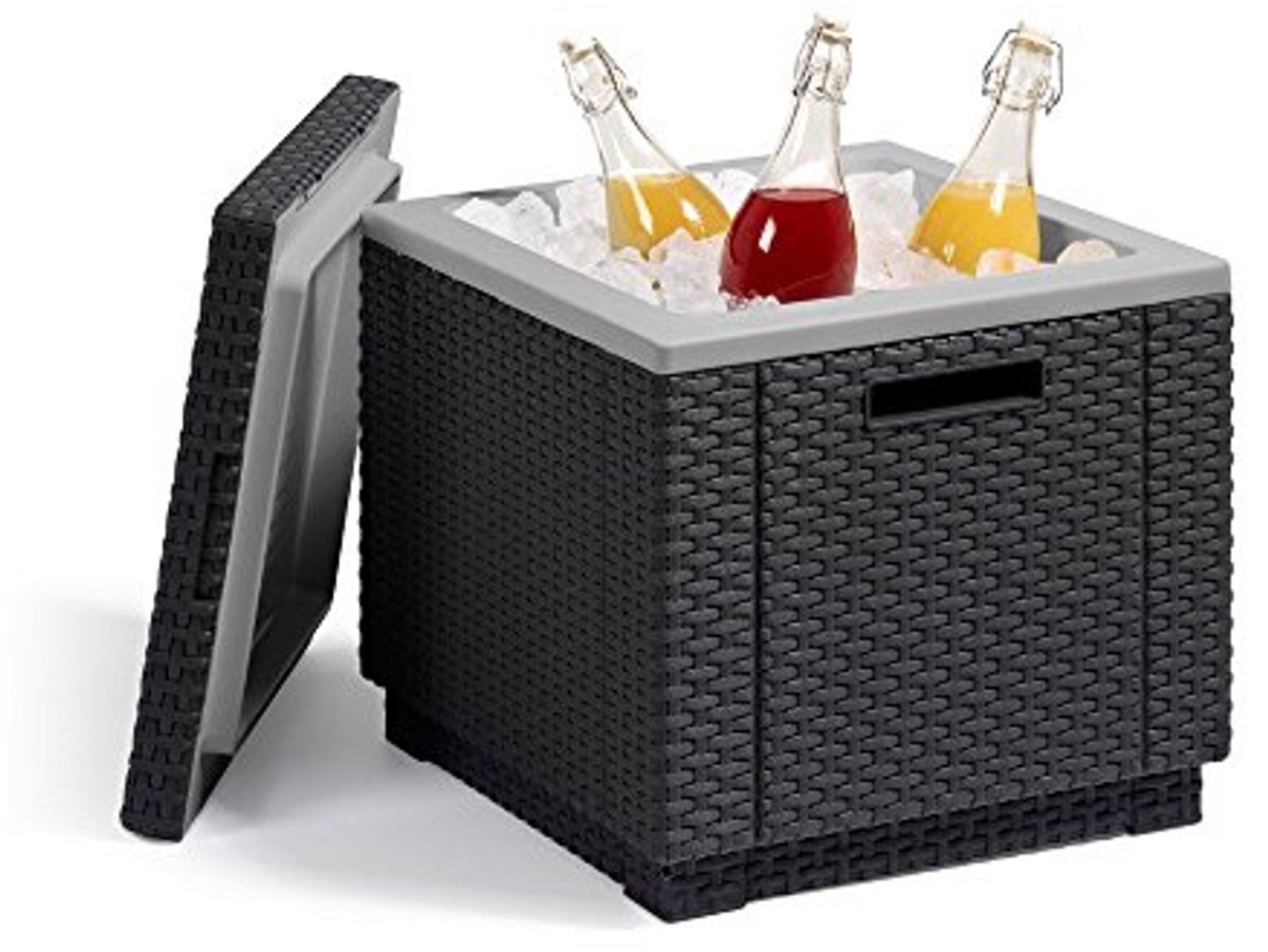 Koelbox bijzettafel met koelelement - Rotanlook en weerbestendig