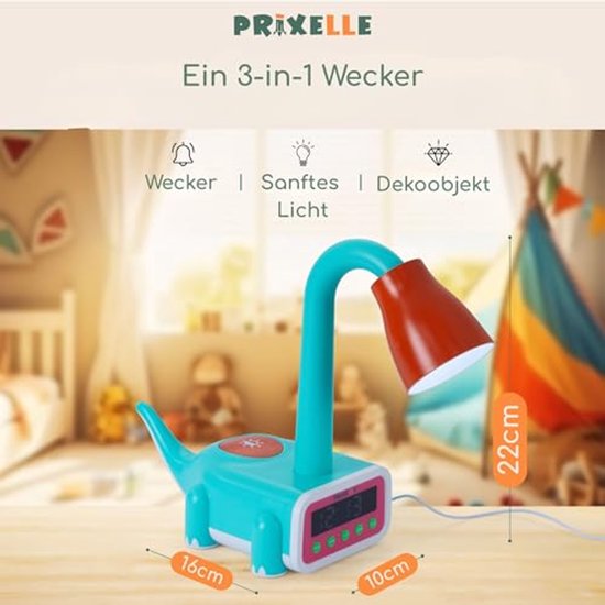 Kronosaur Kinderwekker met Licht en Dinosaurusdesign - Educatieve Wekker voor Kinderen — afbeelding 3