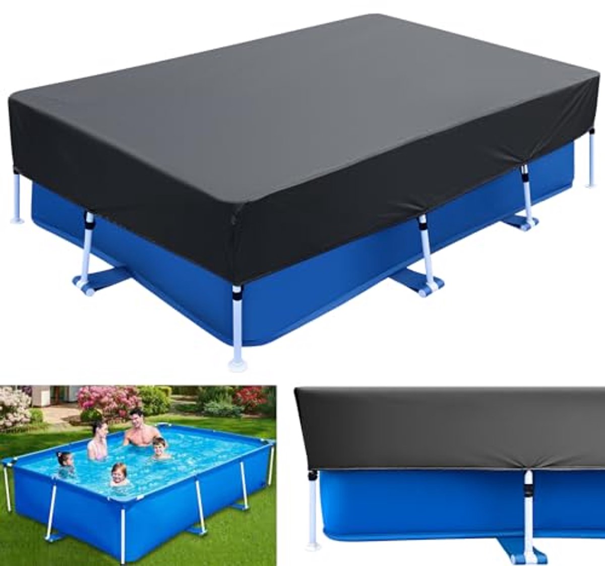 Zwembadafdekking Rechthoekig 220 x 150 cm - Zomer en Winter Bescherming voor Zwembad