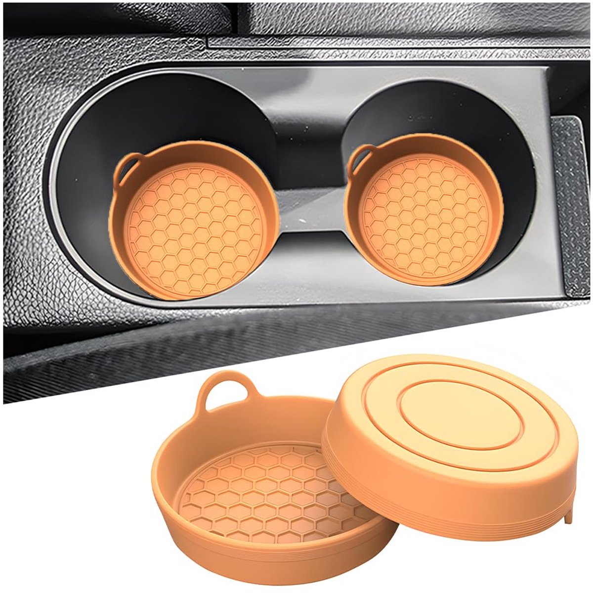 Image of 2 stuks antislip voertuigbekermatten voor dames en heren, autobekermat, universele automat voor bekerhouders, siliconen auto-inzetbekers, siliconen antislip auto-interieuraccessoires