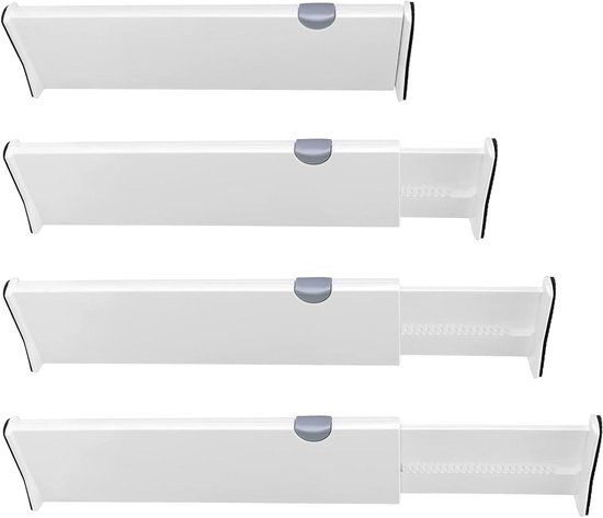 Lifewit 4 Pack Ladeverdelers Plastic 10 cm Hoog, 34,3-55,9 cm Verstelbare Lade Organisers voor Kleding, Uitbreidbare Ladeverdelers in Slaapkamer/Badkamer/Keuken/Kantoor Organisatie en Opslag
