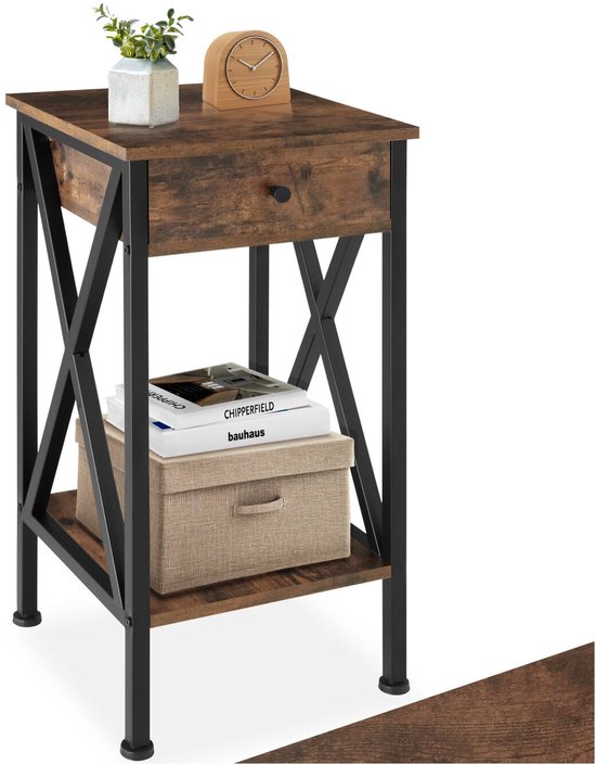 Bijzettafel Met 3 Niveaus Industriële Stijl Stevig Stalen Frame
